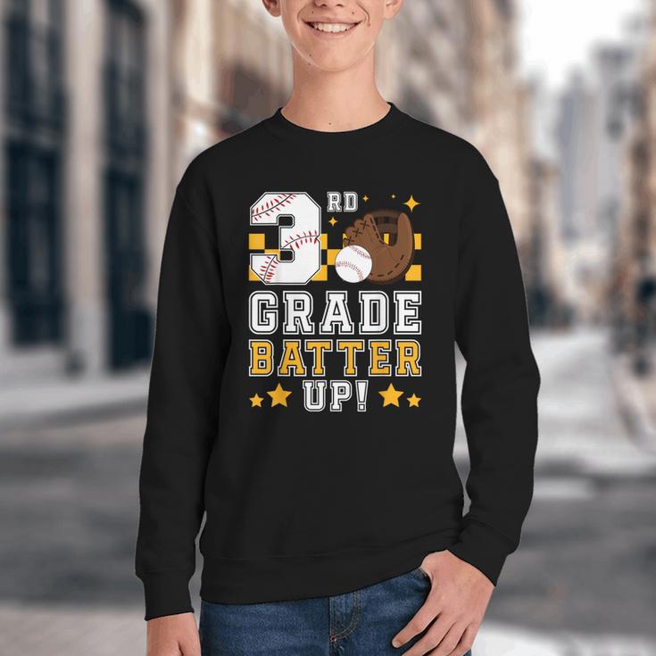 3rd Grade Batter Up Baseball First Day Back To School Youth Crewneck Sweatshirt 3rd Grade Batter Up Baseball First Day Back To School Youth Crewneck Sweatshirt