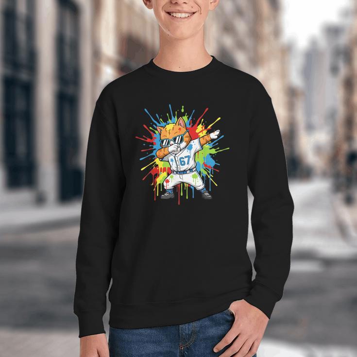 67 Baseball Dabbing Cat 6 7 Dripping Ice Cream Meme Youth Crewneck Sweatshirt 67 Baseball Dabbing Cat 6 7 Dripping Ice Cream Meme Youth Crewneck Sweatshirt
