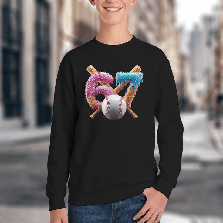 67 Baseball Ice Cream Drip Kids Youth Youth Crewneck Sweatshirt
