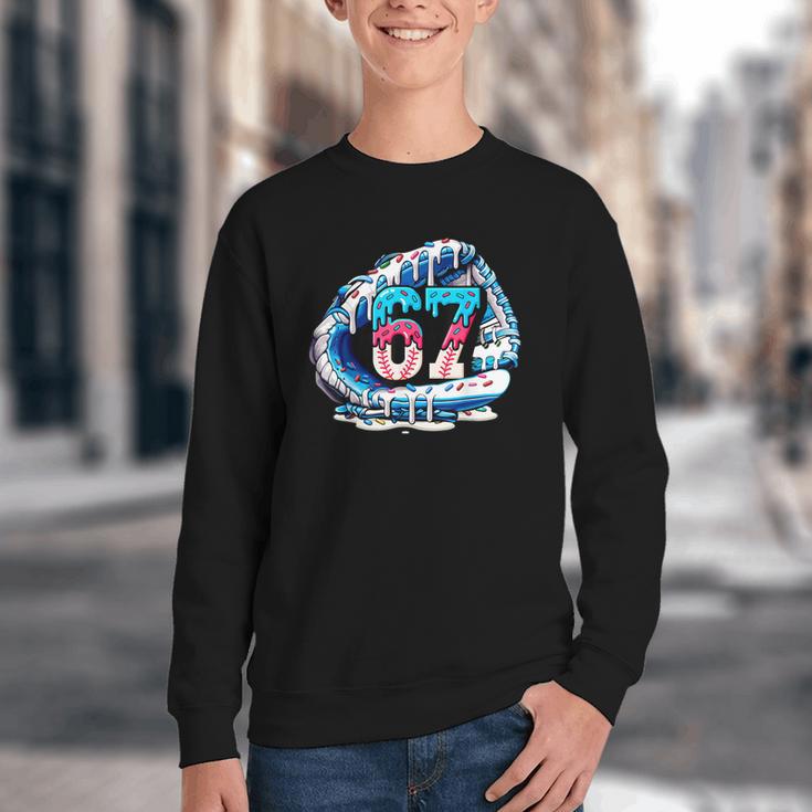 67 Meme Slang Baseball Glove Drip Ice Cream Six Seven 6 7 Youth Crewneck Sweatshirt 67 Meme Slang Baseball Glove Drip Ice Cream Six Seven 6 7 Youth Crewneck Sweatshirt