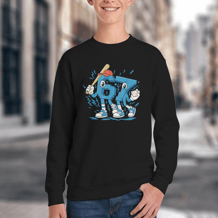 67 Six Seven 6-7 Italian Brainrot Kids Baseball Youth Crewneck Sweatshirt 67 Six Seven 6-7 Italian Brainrot Kids Baseball Youth Crewneck Sweatshirt