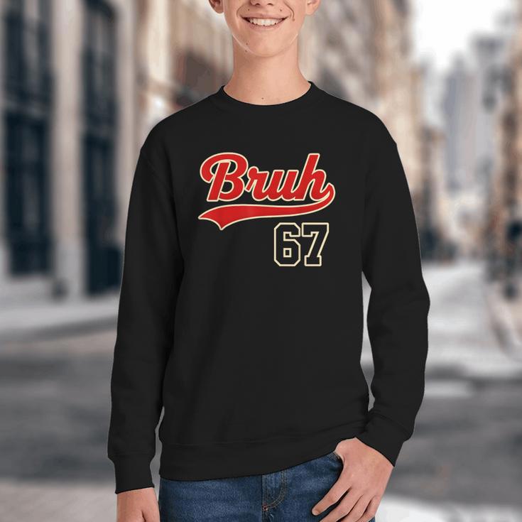 67 Six Seven Bruh Meme Baseball Vintage Style Men Boys Youth Crewneck Sweatshirt