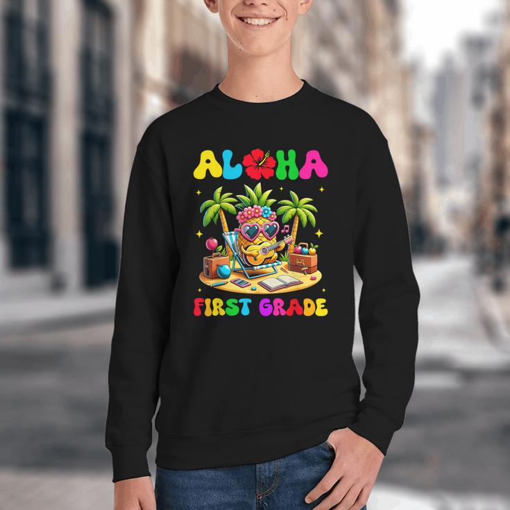 Aloha First Grade Pineapple Hawaii Back To School Kids Girl Youth Crewneck Sweatshirt Aloha First Grade Pineapple Hawaii Back To School Kids Girl Youth Crewneck Sweatshirt