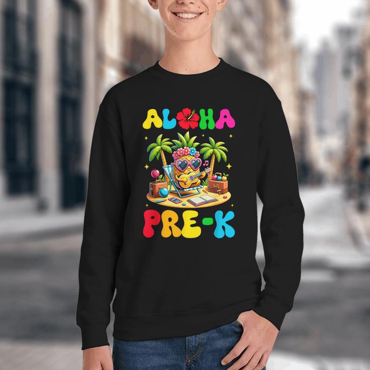 Aloha Pre-K Pineapple Hawaii Back To School Kids Girls Youth Crewneck Sweatshirt