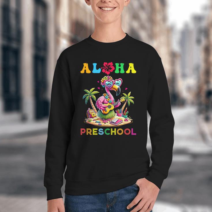 Aloha Preschool Flamingo Hawaii Back To School Kids Girl Youth Crewneck Sweatshirt Aloha Preschool Flamingo Hawaii Back To School Kids Girl Youth Crewneck Sweatshirt