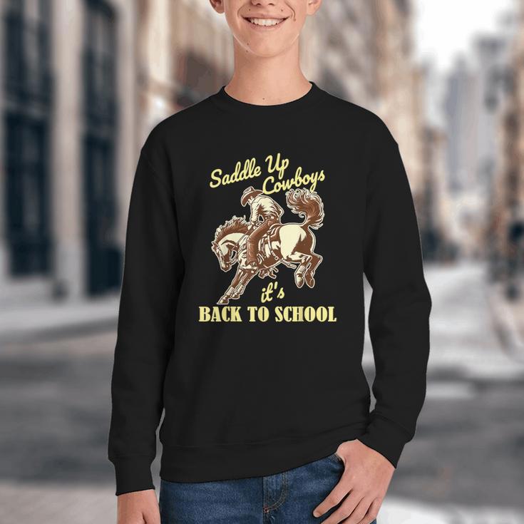 Back To School Cowboy Rodeo Country Western Saddle Up Boys Youth Crewneck Sweatshirt