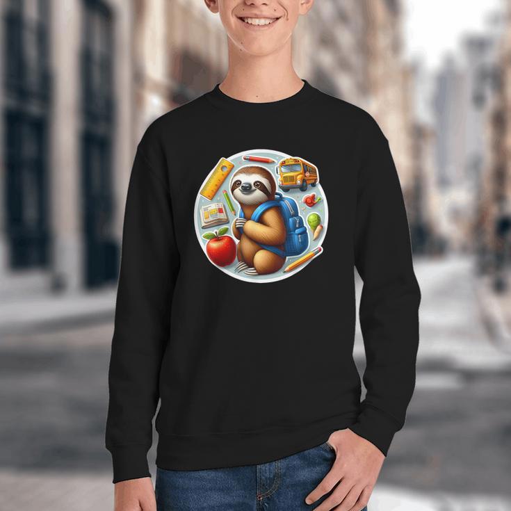 Back To School Sloth Boys Girls Student Kids Lover Child New Youth Crewneck Sweatshirt Back To School Sloth Boys Girls Student Kids Lover Child New Youth Crewneck Sweatshirt