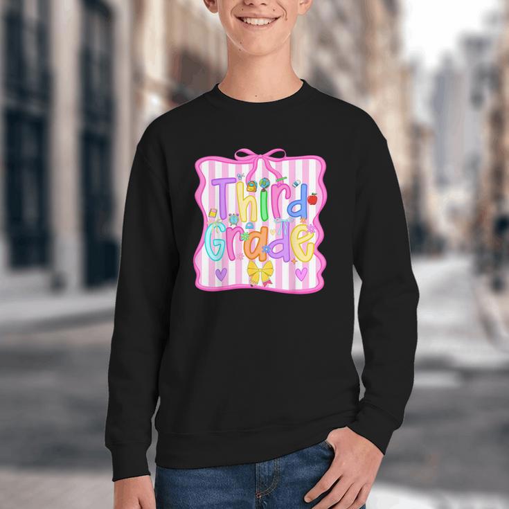 Back To School Third Grade Girls Coquette Bow 3rd Grade Kids Youth Crewneck Sweatshirt Back To School Third Grade Girls Coquette Bow 3rd Grade Kids Youth Crewneck Sweatshirt