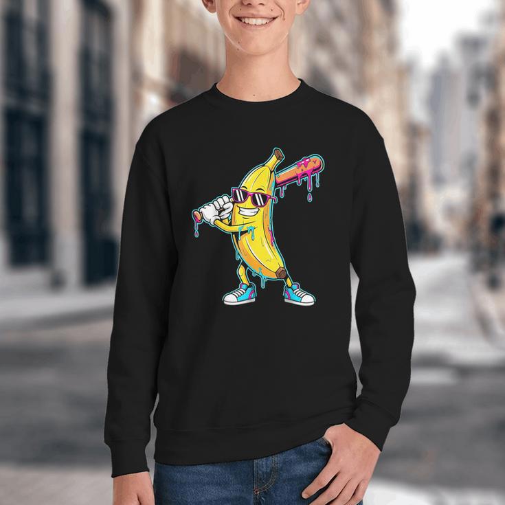 Banana Baseball Drip Kids Youth Boys Girls Youth Crewneck Sweatshirt Banana Baseball Drip Kids Youth Boys Girls Youth Crewneck Sweatshirt
