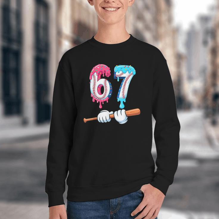 Baseball 67 Ice Cream Drip Six Seven Boys Youth Crewneck Sweatshirt Baseball 67 Ice Cream Drip Six Seven Boys Youth Crewneck Sweatshirt