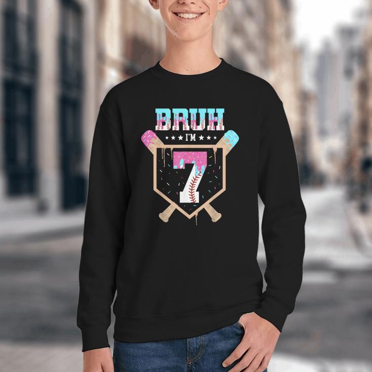 Baseball 7 Year Old Ice Cream Drip 7th Birthday Boys Player Youth Crewneck Sweatshirt Baseball 7 Year Old Ice Cream Drip 7th Birthday Boys Player Youth Crewneck Sweatshirt