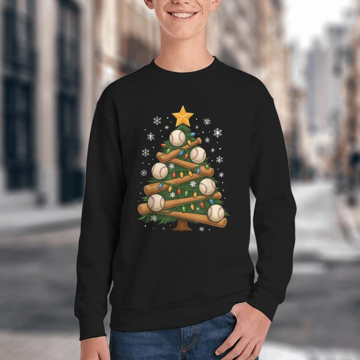 Baseball Bat Christmas Tree Lights Holiday Xmas Youth Crewneck Sweatshirt Baseball Bat Christmas Tree Lights Holiday Xmas Youth Crewneck Sweatshirt
