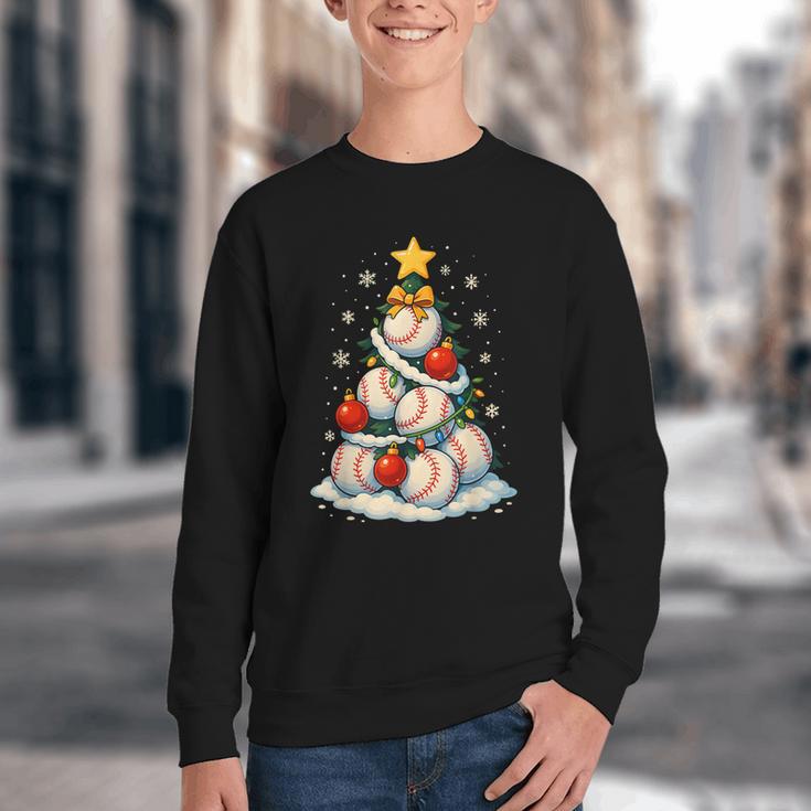 Baseball Christmas Tree Lights Santa Sport Player Lover Xmas Youth Crewneck Sweatshirt Baseball Christmas Tree Lights Santa Sport Player Lover Xmas Youth Crewneck Sweatshirt