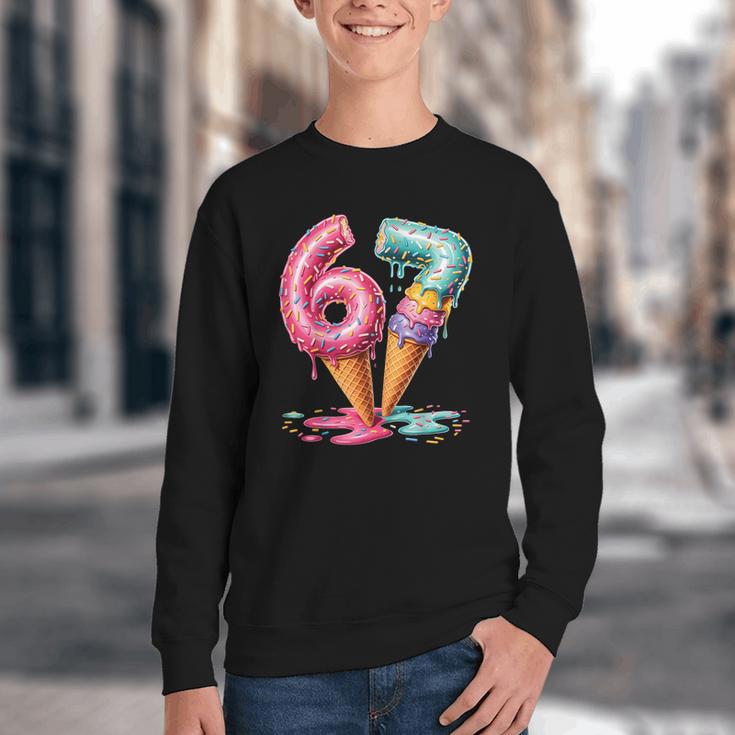 Baseball Drip Ice Cream 67 Youth Crewneck Sweatshirt Baseball Drip Ice Cream 67 Youth Crewneck Sweatshirt