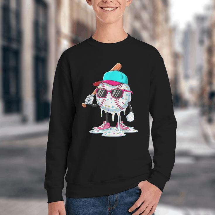 Baseball Drip Ice Cream Lifestyle Sprinkless Boy Kid Youth Crewneck Sweatshirt