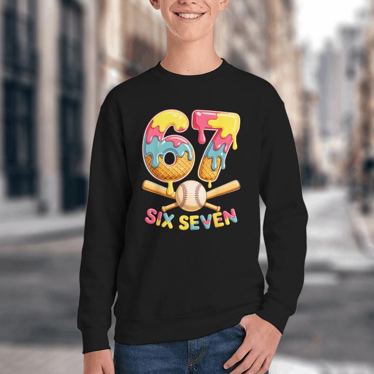 Baseball Drip Ice Cream Number 67 Player Lifestyle Youth Crewneck Sweatshirt Baseball Drip Ice Cream Number 67 Player Lifestyle Youth Crewneck Sweatshirt