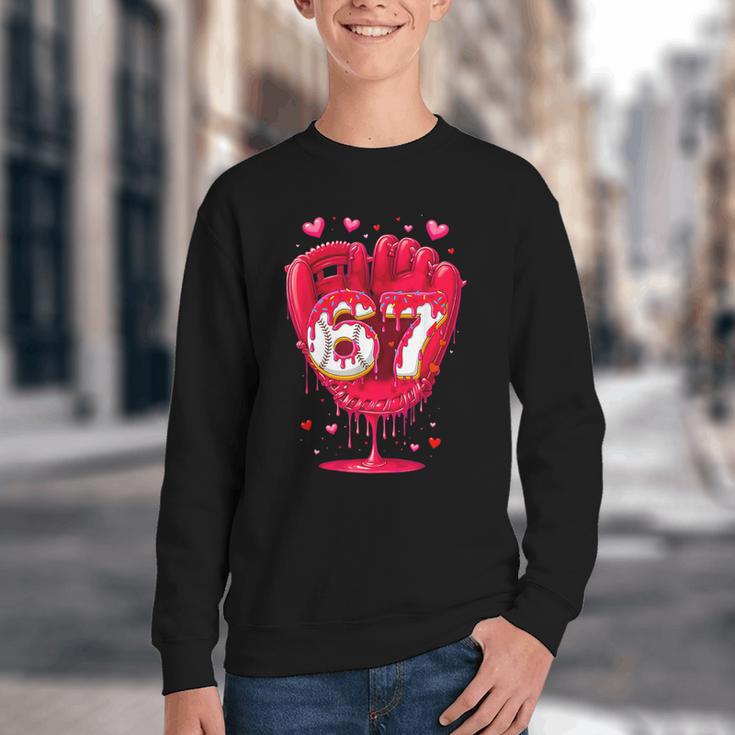 Baseball Drip Ice Cream Valentine Youth Boys Girls Sport Youth Crewneck Sweatshirt Baseball Drip Ice Cream Valentine Youth Boys Girls Sport Youth Crewneck Sweatshirt