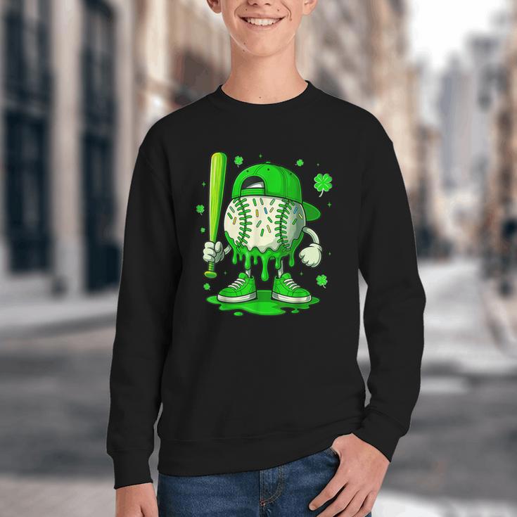 Baseball Drip Icecream Apparel Youth Boy St Patricks Day Youth Crewneck Sweatshirt Baseball Drip Icecream Apparel Youth Boy St Patricks Day Youth Crewneck Sweatshirt