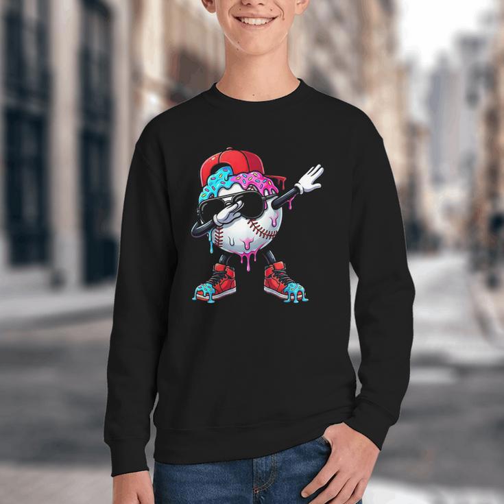 Baseball Ice Cream Drip Dabbing Sports Sprinkles For Boys Youth Crewneck Sweatshirt Baseball Ice Cream Drip Dabbing Sports Sprinkles For Boys Youth Crewneck Sweatshirt