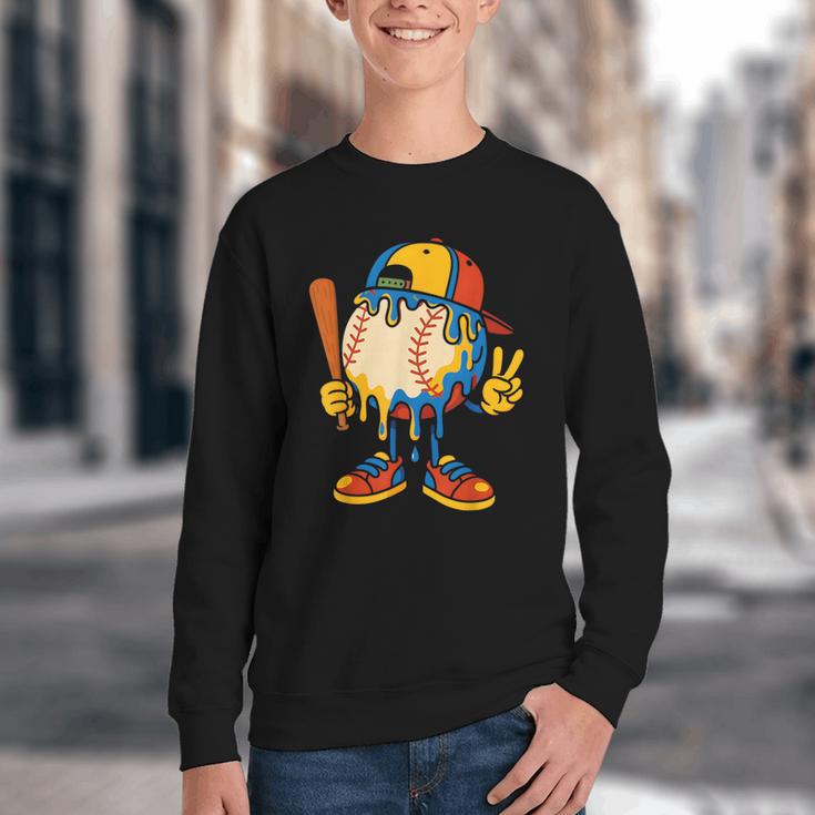 Baseball Ice Cream Drip Youth Back To School Baseball Stuff Youth Crewneck Sweatshirt Baseball Ice Cream Drip Youth Back To School Baseball Stuff Youth Crewneck Sweatshirt