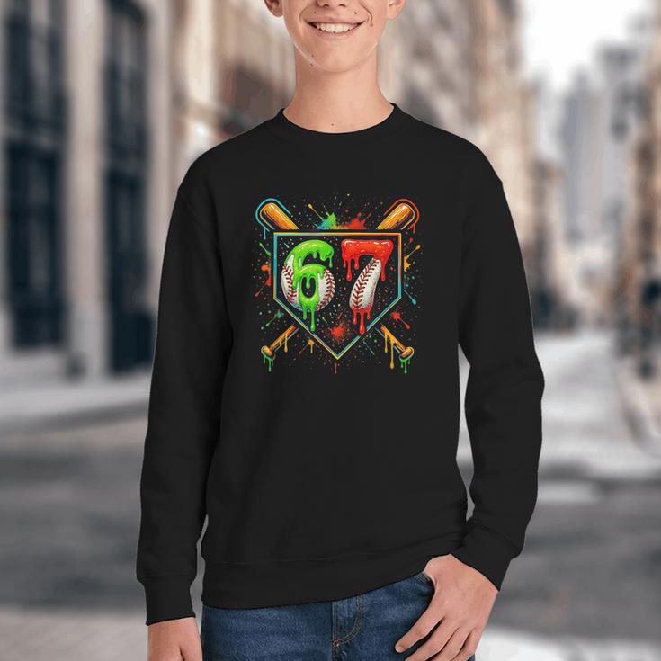 Baseball Six Seven 67 Meme Ice Cream Drip Xmas Women Men Youth Crewneck Sweatshirt Baseball Six Seven 67 Meme Ice Cream Drip Xmas Women Men Youth Crewneck Sweatshirt