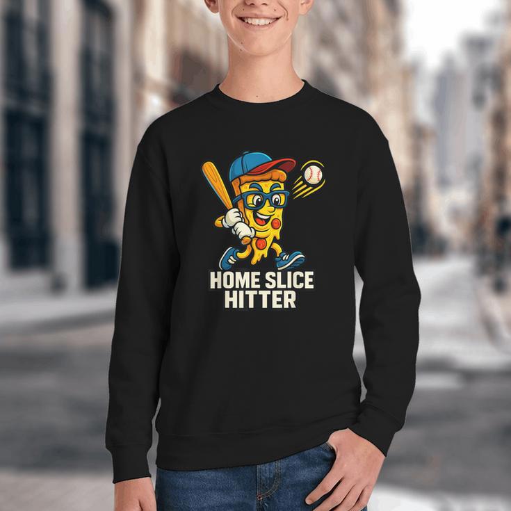 Boys Pizza Theme Baseball Home Hitter Youth Crewneck Sweatshirt Boys Pizza Theme Baseball Home Hitter Youth Crewneck Sweatshirt