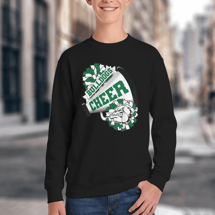 Bulldogs Cheerleading Back To School Cheer Team Spirit Green Youth Crewneck Sweatshirt
