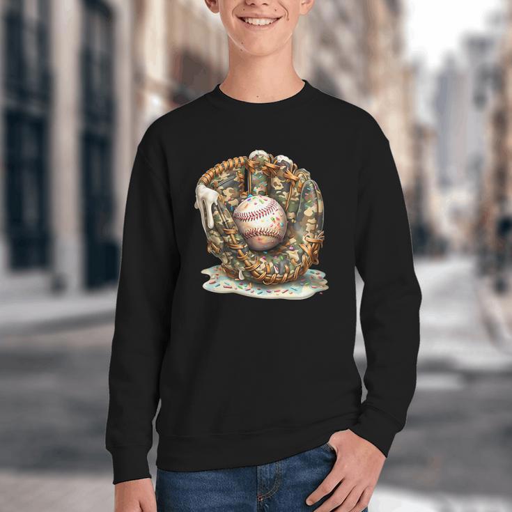 Camo Baseball Gloves Lifestyle 101 Apparel Drip Ice Cream Youth Crewneck Sweatshirt Camo Baseball Gloves Lifestyle 101 Apparel Drip Ice Cream Youth Crewneck Sweatshirt