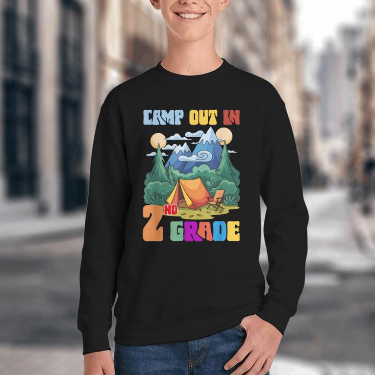 Camp Out In 2nd Grade Back To School For Camping Lover Youth Crewneck Sweatshirt