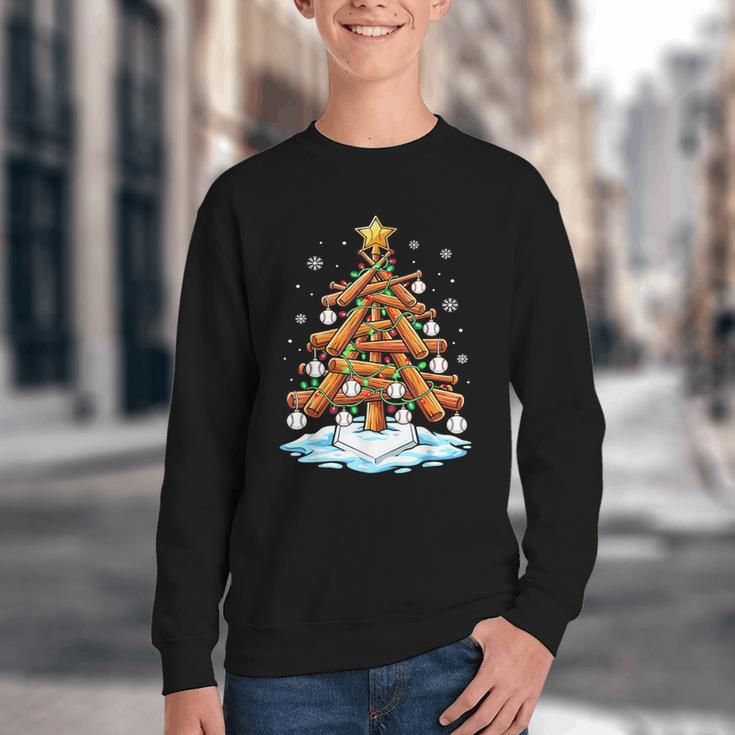 Christmas Baseball Tree Lights Xmas Youth Crewneck Sweatshirt Christmas Baseball Tree Lights Xmas Youth Crewneck Sweatshirt