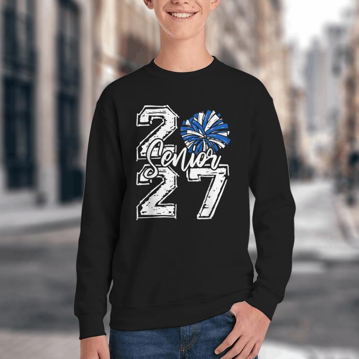 Class Of 2027 Cheer Blue Senior 2027 Back To School Youth Crewneck Sweatshirt Class Of 2027 Cheer Blue Senior 2027 Back To School Youth Crewneck Sweatshirt