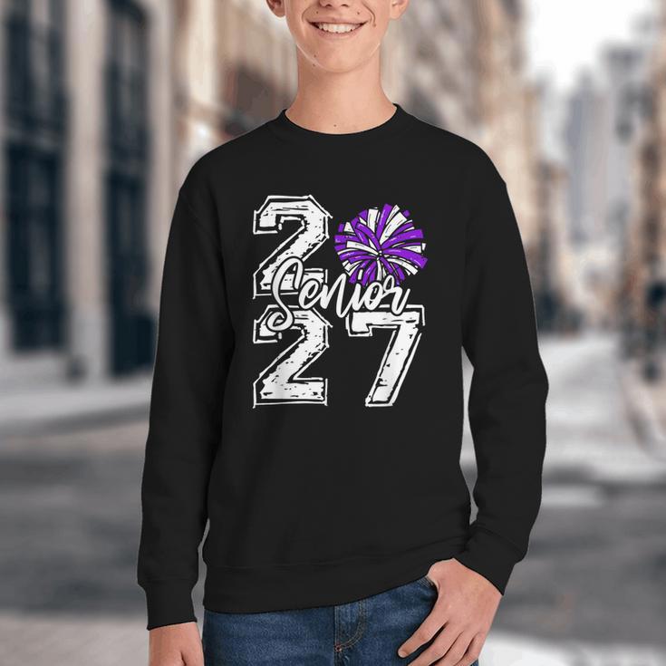 Class Of 2027 Cheer Purple Senior 2027 Back To School Youth Crewneck Sweatshirt Class Of 2027 Cheer Purple Senior 2027 Back To School Youth Crewneck Sweatshirt