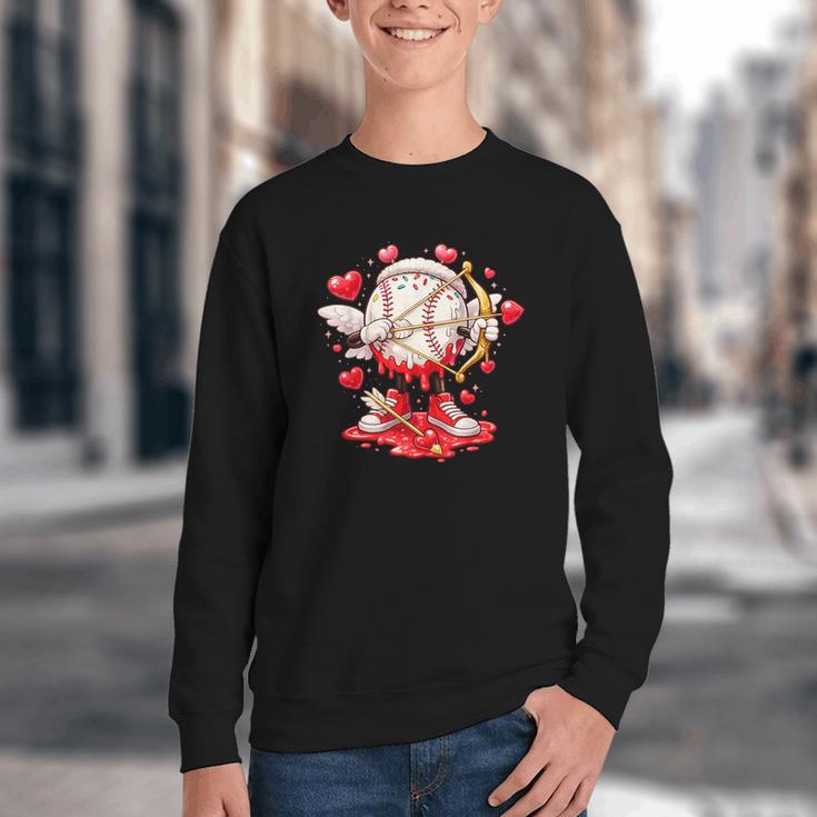 Cupid Baseball Drip Icecream Apparel Youth Boy Valentine Youth Crewneck Sweatshirt Cupid Baseball Drip Icecream Apparel Youth Boy Valentine Youth Crewneck Sweatshirt