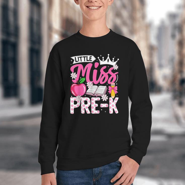 Cute Back To School Pre-K First Day Of School Pre-K Girls Youth Crewneck Sweatshirt