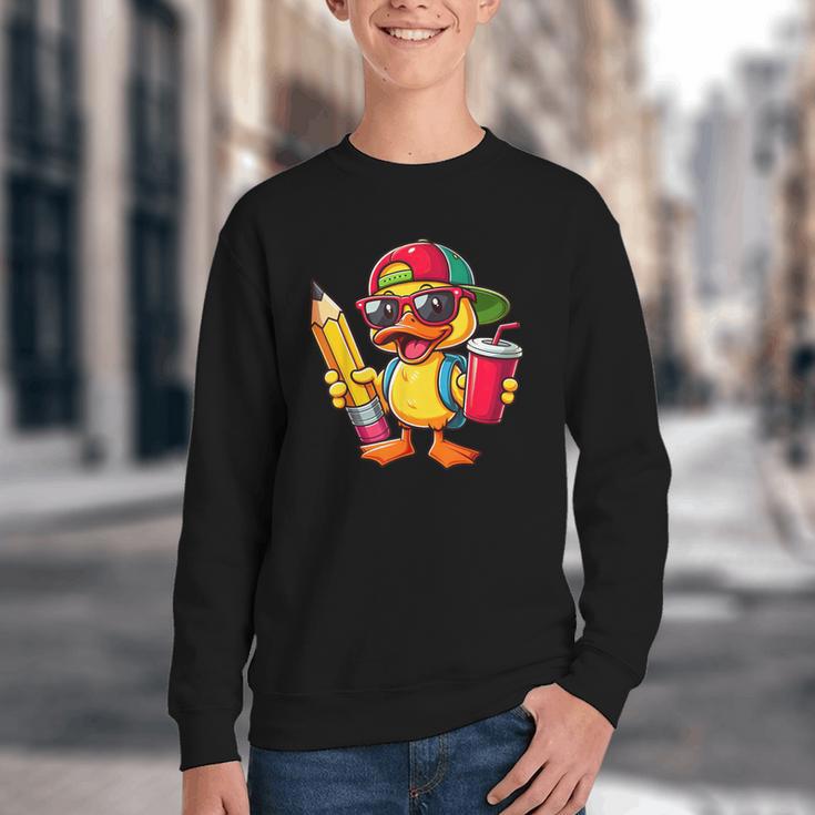 Cute Duck Lover Pencil Back To School Kids Boys Girls Youth Crewneck Sweatshirt Cute Duck Lover Pencil Back To School Kids Boys Girls Youth Crewneck Sweatshirt