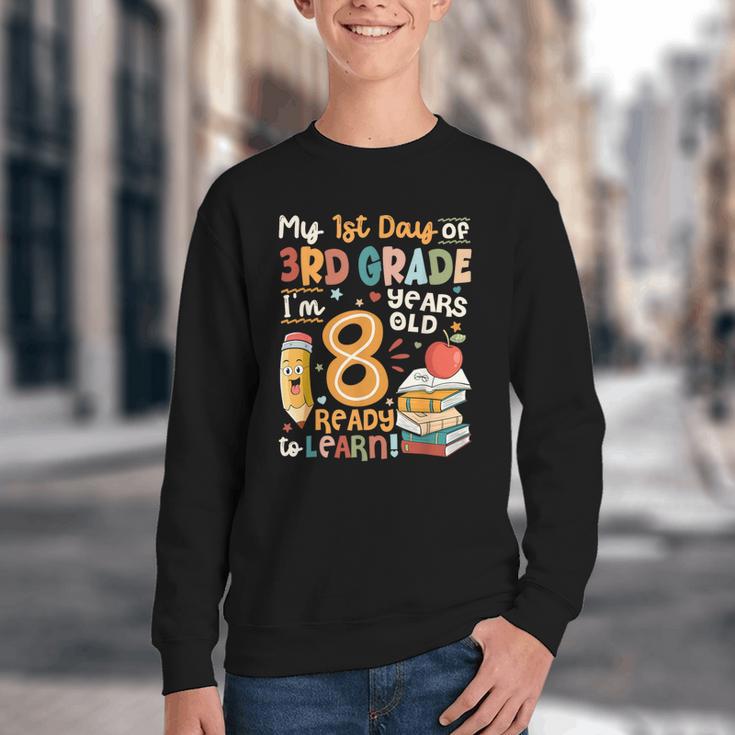 Cute My First Day Of 3rd Grade Back To School Boys Girls Youth Crewneck Sweatshirt
