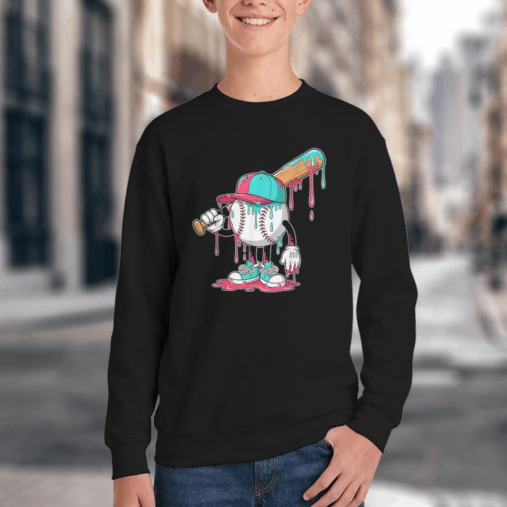 Drip Baseball For Boys Ice Cream Drip Youth Boys Sprinkles Youth Crewneck Sweatshirt
