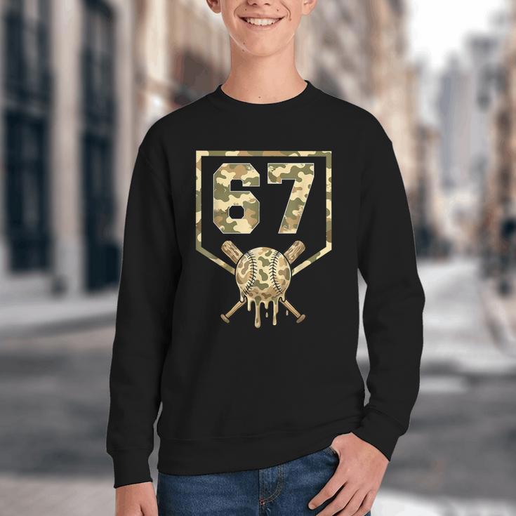 Dripping Camo 67 Baseball Ice Cream Drip 6-7 Six Seven Boy Youth Crewneck Sweatshirt