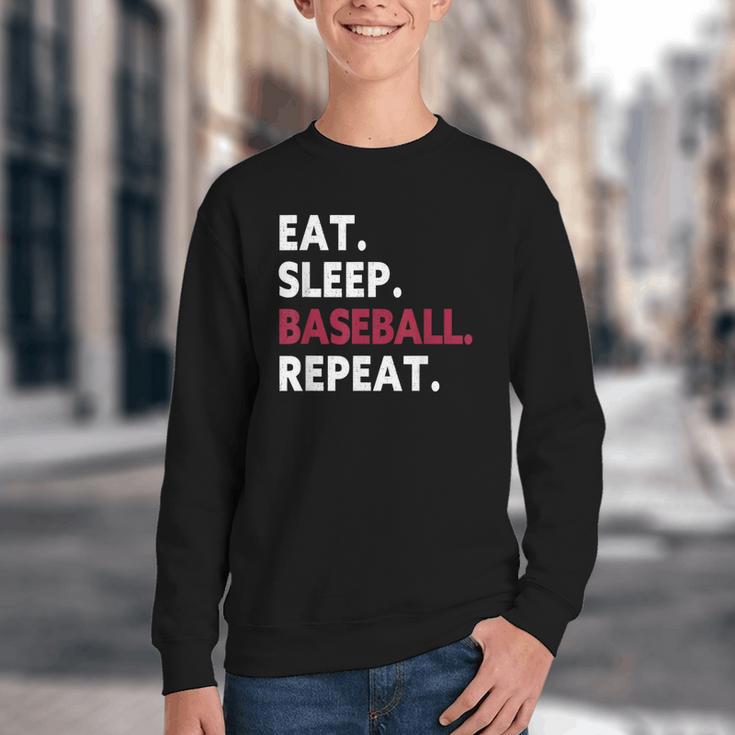Eat Sleep Baseball Repeat Baseball Player Youth Crewneck Sweatshirt