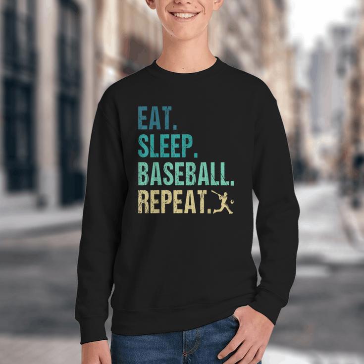 Eat Sleep Baseball Repeat Baseball Player Baseball Youth Crewneck Sweatshirt