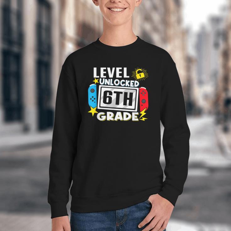 First Day Of 6th Grade Level Unlocked Game Back To School Youth Crewneck Sweatshirt First Day Of 6th Grade Level Unlocked Game Back To School Youth Crewneck Sweatshirt