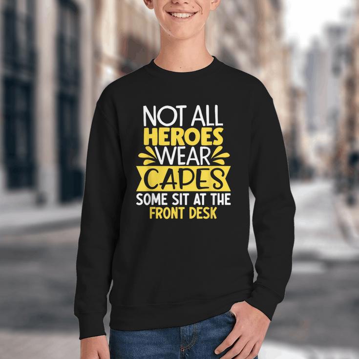 Front Office Desk Administrator Back To School Reception Youth Crewneck Sweatshirt
