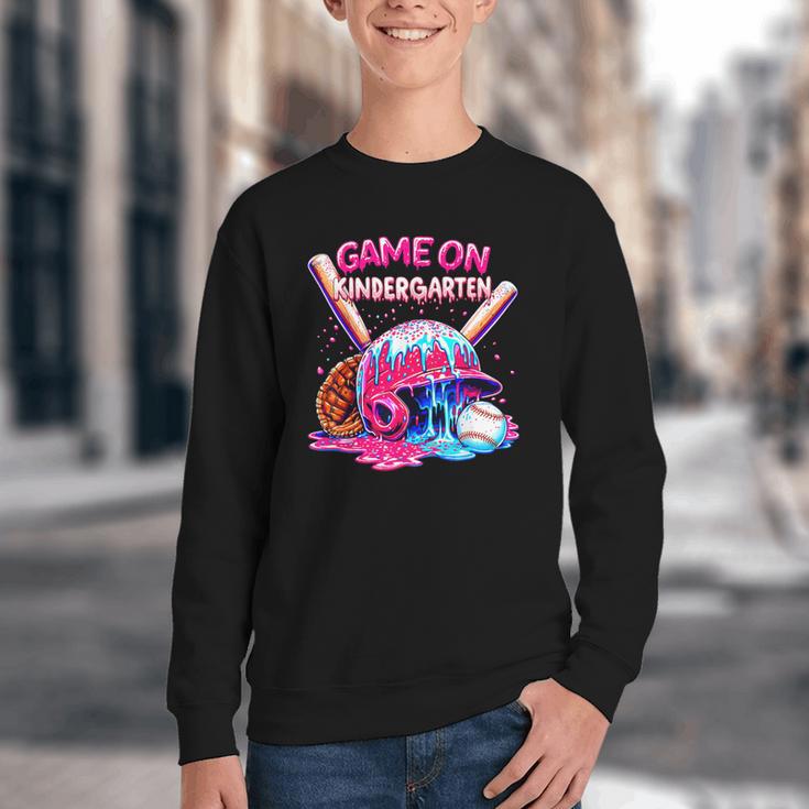 Game Kindergarten Baseball Ice Cream Drip On Back To School Youth Crewneck Sweatshirt Game Kindergarten Baseball Ice Cream Drip On Back To School Youth Crewneck Sweatshirt