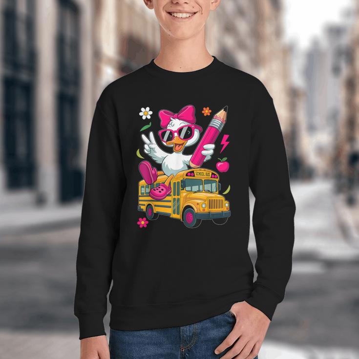 Goose Back To School First Day Of School Girls Boys Youth Crewneck Sweatshirt Goose Back To School First Day Of School Girls Boys Youth Crewneck Sweatshirt