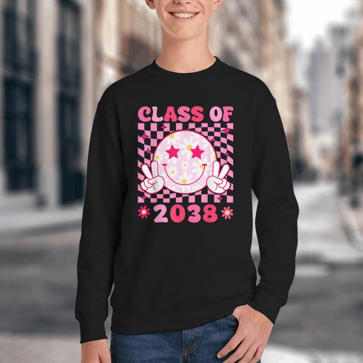 Groovy Class Of 2038 Grow With Me Smile Face Back To School Youth Crewneck Sweatshirt Groovy Class Of 2038 Grow With Me Smile Face Back To School Youth Crewneck Sweatshirt