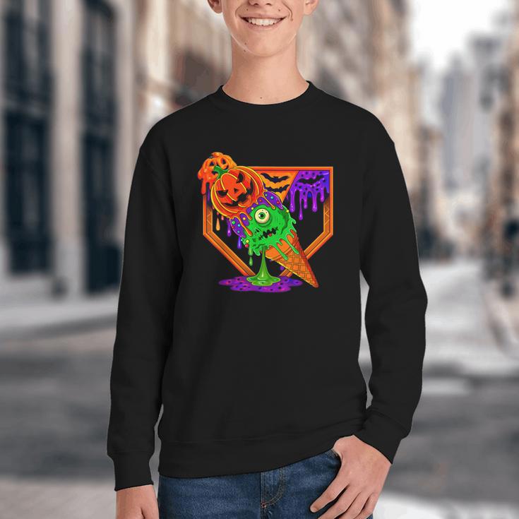 Halloween Baseball Ice Cream Drip Boys Girls Youth Youth Crewneck Sweatshirt Halloween Baseball Ice Cream Drip Boys Girls Youth Youth Crewneck Sweatshirt