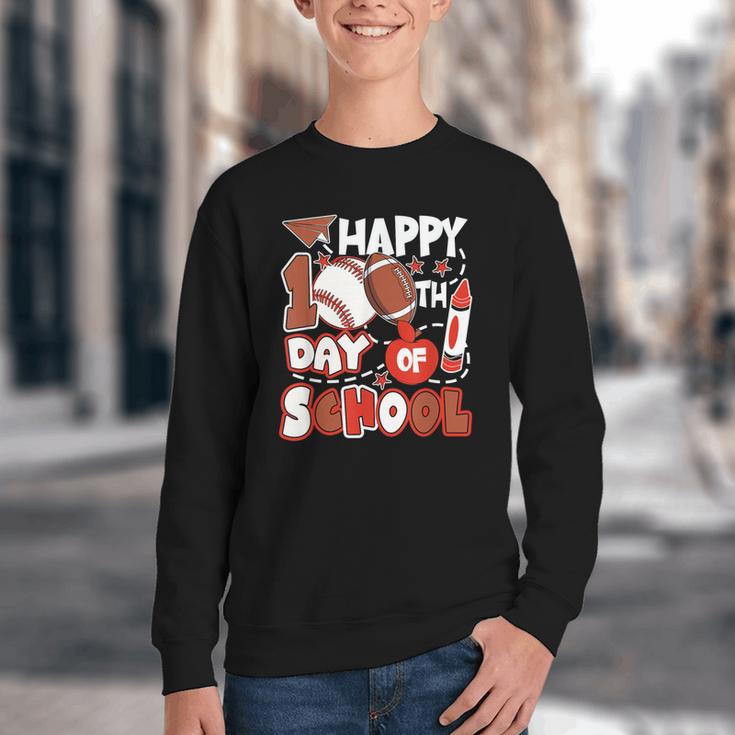 Happy 100 Days Of School Baseball Football PE Teacher Youth Crewneck Sweatshirt Happy 100 Days Of School Baseball Football PE Teacher Youth Crewneck Sweatshirt