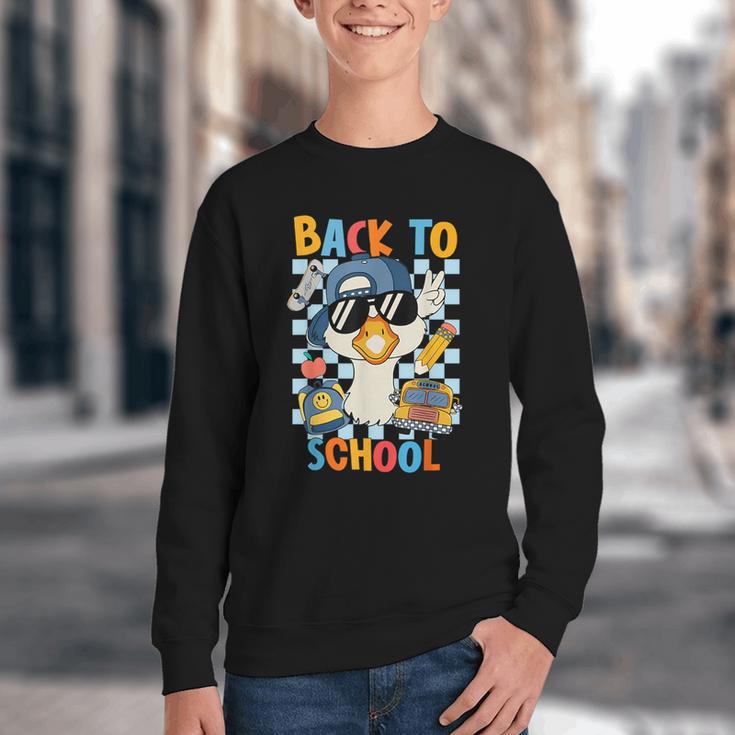 Happy First Day Of School Back To School Goose Boys Kids Youth Crewneck Sweatshirt Happy First Day Of School Back To School Goose Boys Kids Youth Crewneck Sweatshirt