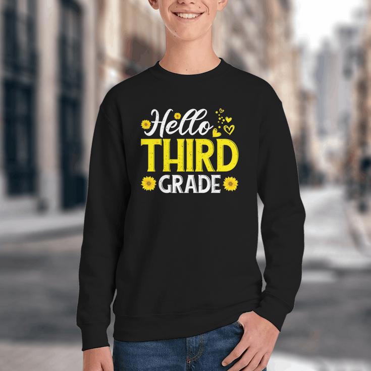 Hello Third Grade Sunflower 3rd Grade Vibes Back To School Youth Crewneck Sweatshirt Hello Third Grade Sunflower 3rd Grade Vibes Back To School Youth Crewneck Sweatshirt