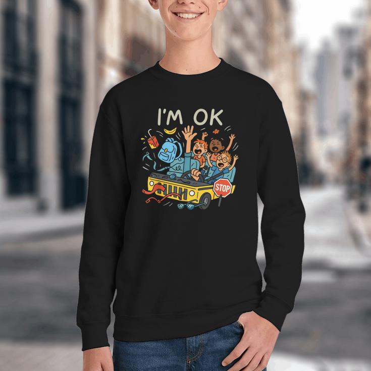 Humorous Graphic Art For School Bus Driver Back To School Youth Crewneck Sweatshirt
